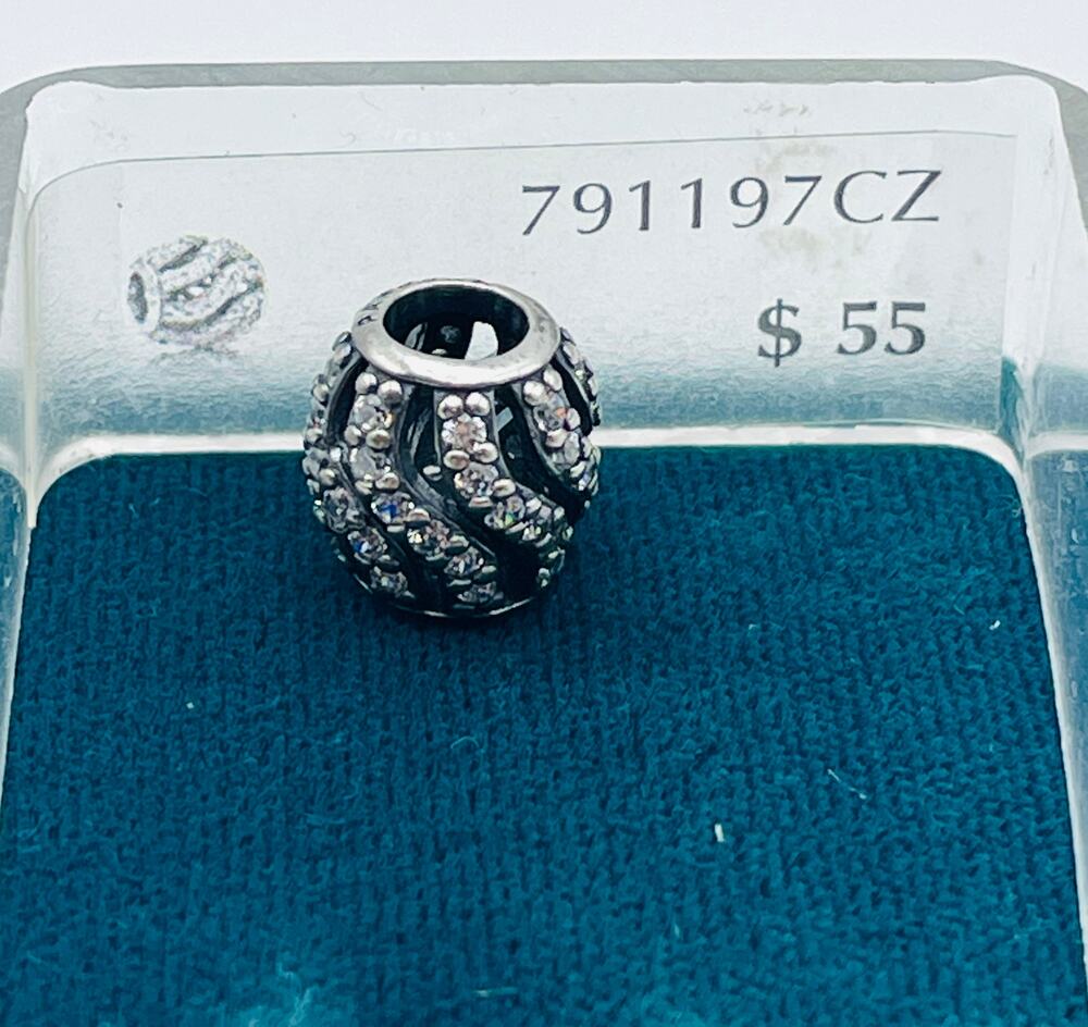Pandora Winter Wisp Open Pave Charm 791197CZ Authentic 925 ALE Lab Made Stones